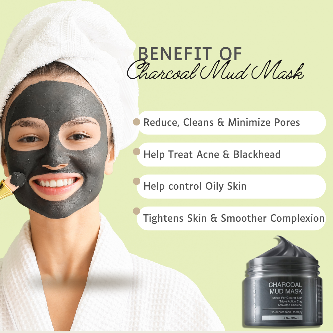 Charcoal Mud Mask with Applicator