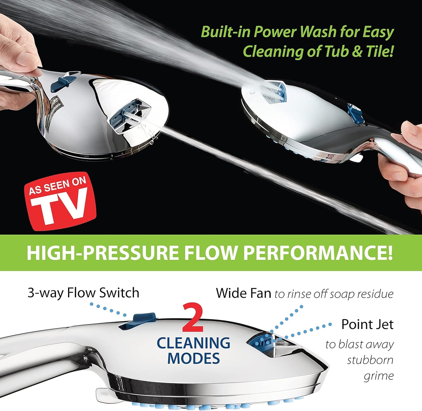 Innovative Dual-Sided Showerhead with Silicone Fin – Hygienic & Massaging Design
