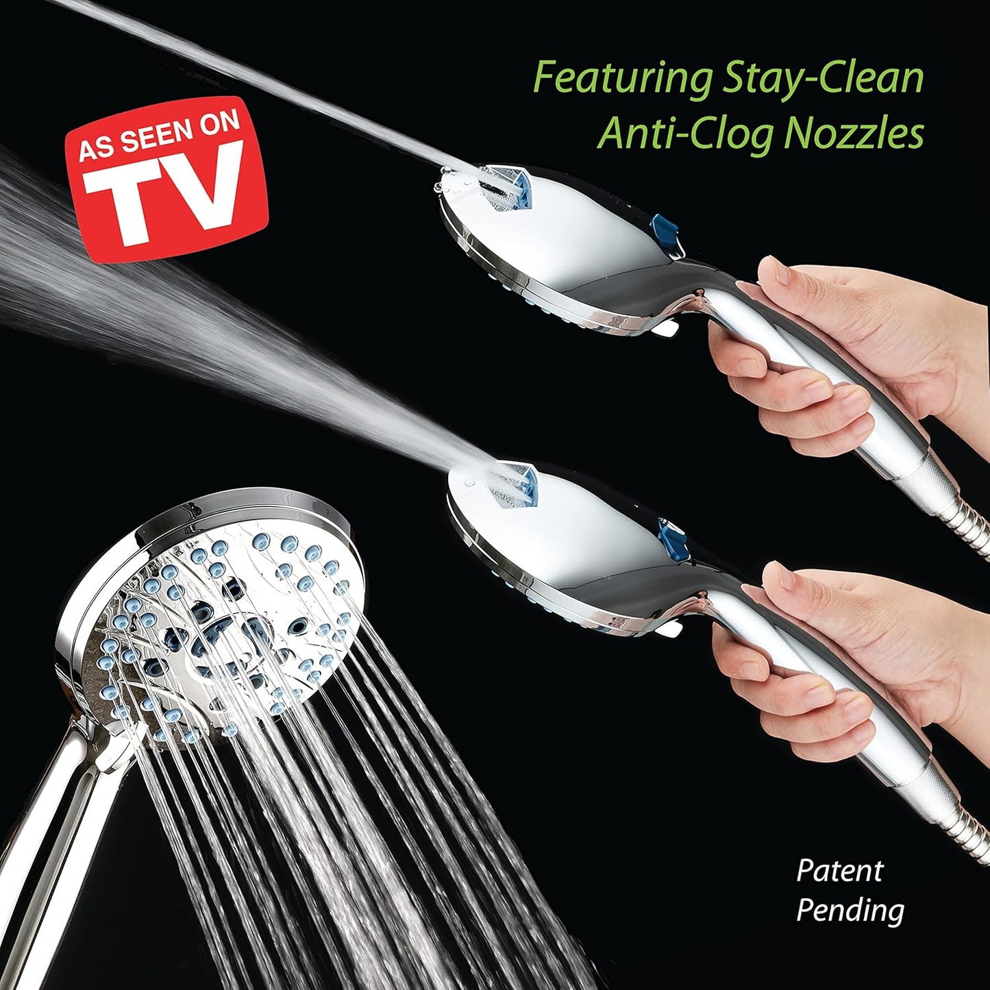 Innovative Dual-Sided Showerhead with Silicone Fin – Hygienic & Massaging Design