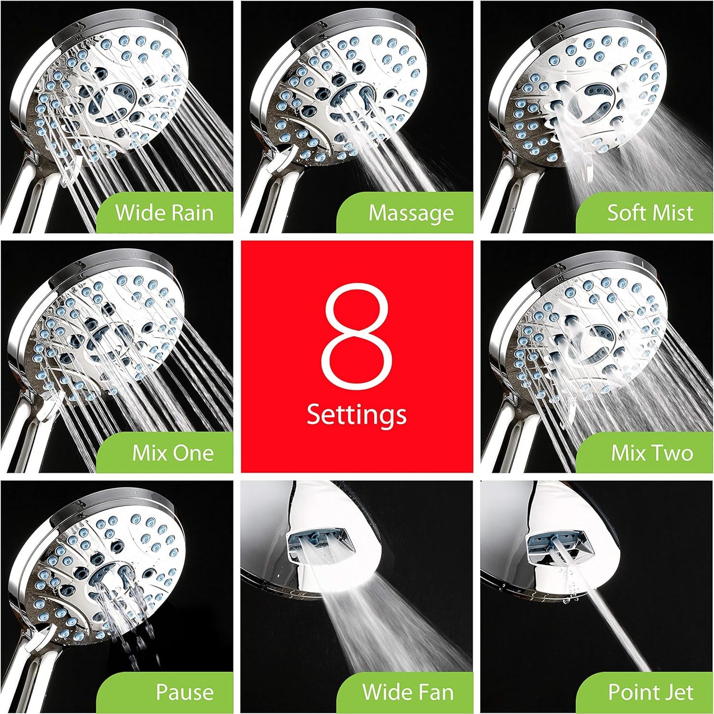Innovative Dual-Sided Showerhead with Silicone Fin – Hygienic & Massaging Design