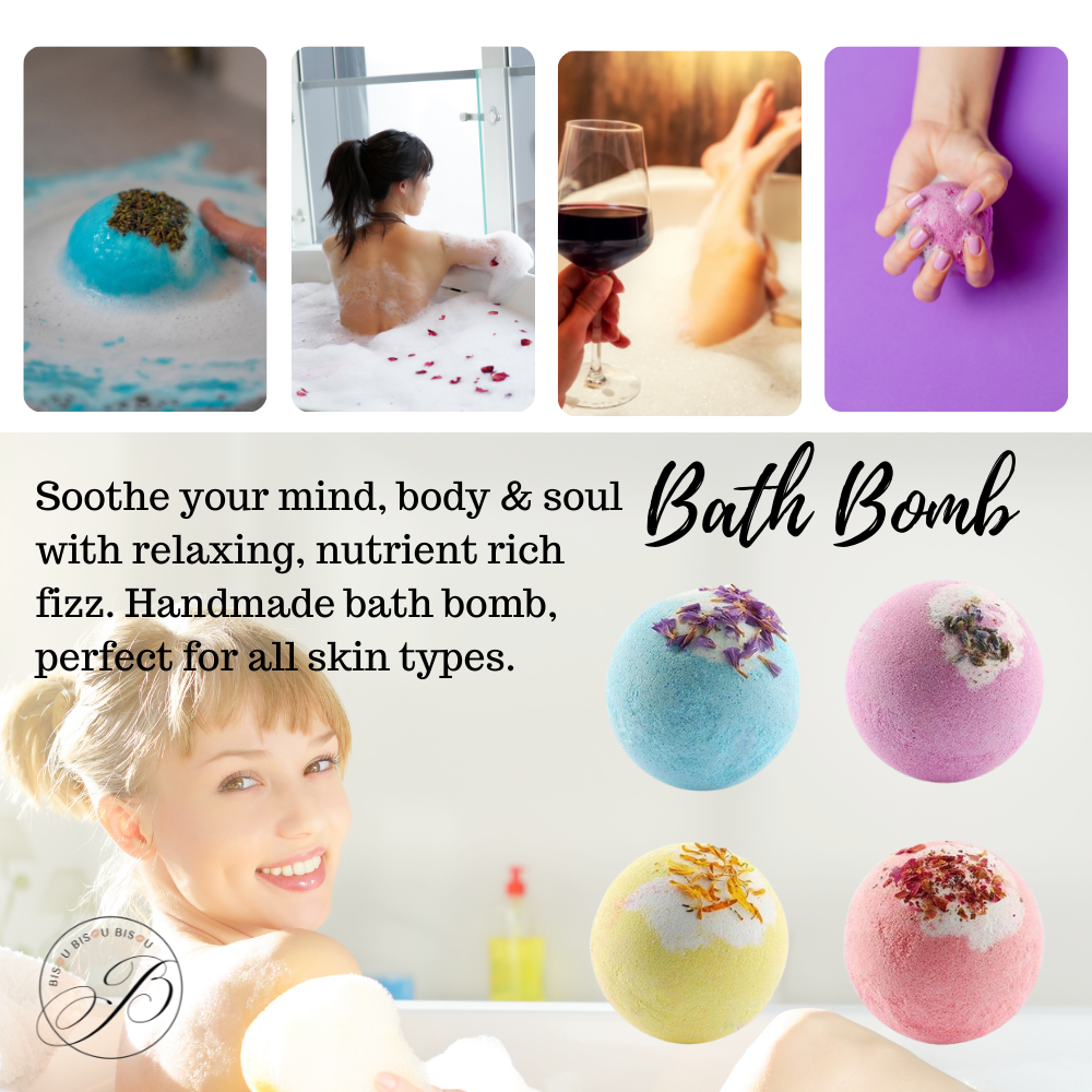 Bath Bombs Gift Set (6 Pieces) with Pink Head Wrap