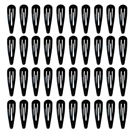 Metal Snap Hair Clips Set (Black)
