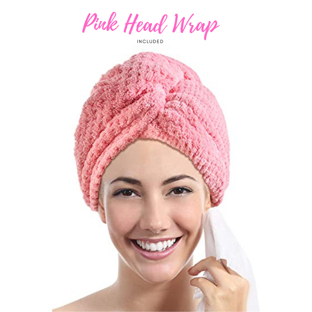 Bath Bombs Gift Set (6 Pieces) with Pink Head Wrap